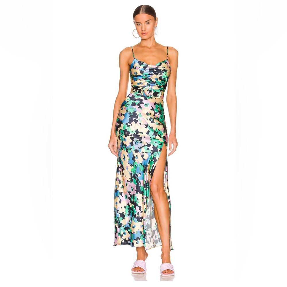 Nicholas Simone Cowl Neck Gown in Painted Floral